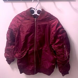 Dark red bomer jacket